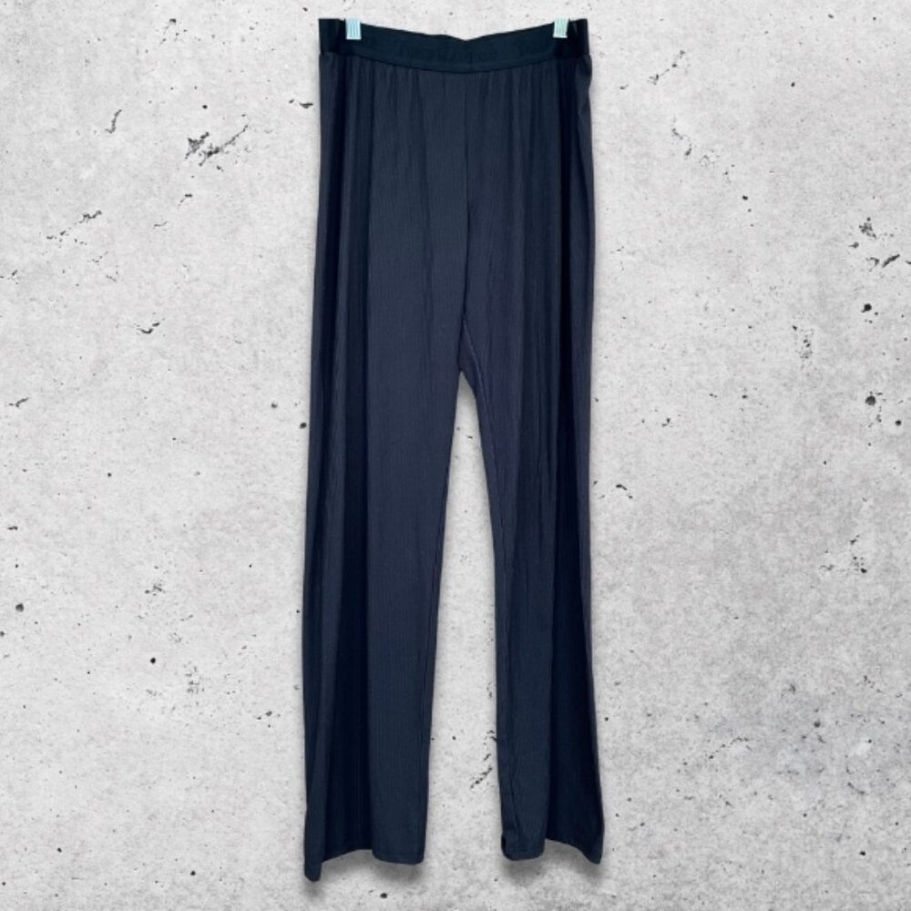 Juicy Couture Pants Stretchy Ribbed Wide Leg Cozy Fit Versatile Design Black W L